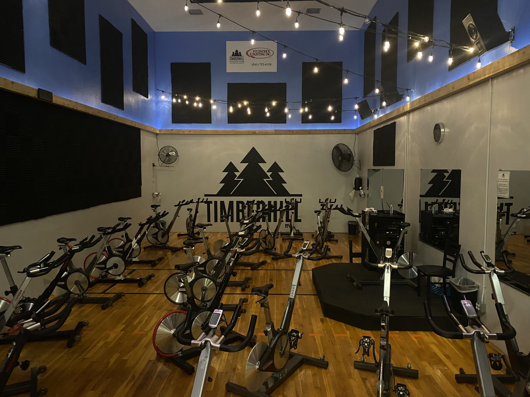 Indoor cycling studio at Timberhill Athletic Club